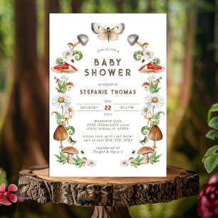 Waterverf Mushroom Baby shower Uitnodiging   Woodl