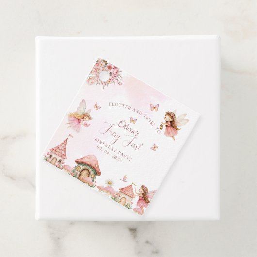 Waterverf Mushroom Fairy 1st Birthday Forest Bedankjes Labels (In situ)