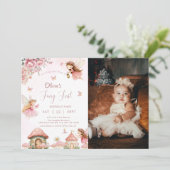 Waterverf Mushroom Fairy 1st Birthday Forest Kaart (Staand voorkant)