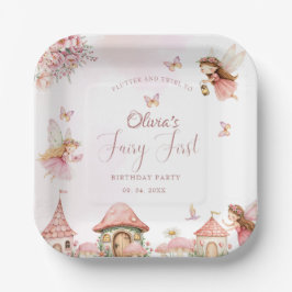 Waterverf Mushroom Fairy 1st Birthday Forest Papieren Bordje