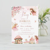 Waterverf Mushroom Fairy 3rd Birthday Forest Kaart (Staand voorkant)