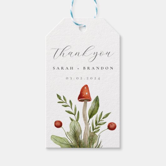 Waterverf Mushroom Woodland Bedankt Cadeau Labels Cadeaulabel (Voorkant)