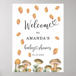 Waterverf Mushrooms baby shower welkom Poster