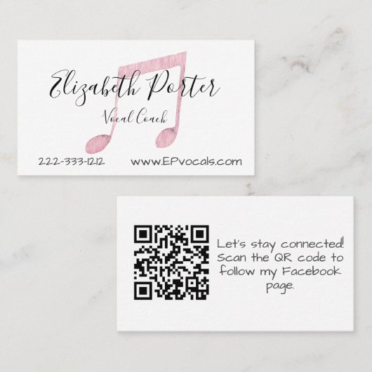 Waterverf Musical Notes Custom QR Code Visitekaartje (Voorkant / Achterkant)