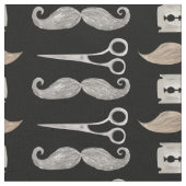 Waterverf Mustache Pattern Barber Shop by Yard Stof (Close Up)
