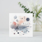 Waterverf Muziek Feestdagenkaart (Staand voorkant)