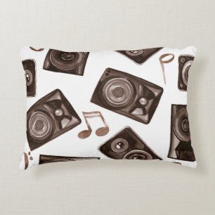Waterverf muziek luidsprekers Sepia Pattern Accent Kussen
