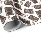Waterverf muziek luidsprekers Sepia Pattern Cadeaupapier (Rol Hoek)