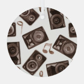 Waterverf muziek luidsprekers Sepia Pattern Glas Ornament (Achterkant)