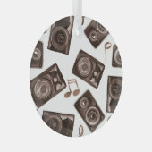 Waterverf muziek luidsprekers Sepia Pattern Glas Ornament (Voorkant Rechts)