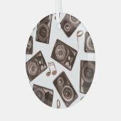 Waterverf muziek luidsprekers Sepia Pattern Glas Ornament (Voorkant links)
