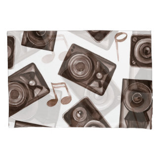 Waterverf muziek luidsprekers Sepia Pattern Kussensloop