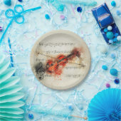 waterverf muziek violine verfkunstmuziek papieren bordje (Feest)