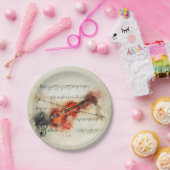 waterverf muziek violine verfkunstmuziek papieren bordje (Feest)