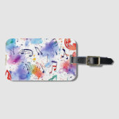 Waterverf muzieknoten bagagelabel (Voorkant (horizontaal))