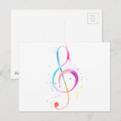 Waterverf Muzieknoten Briefkaart (Voorkant / Achterkant)