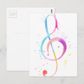 Waterverf Muzieknoten Briefkaart (Voorkant / Achterkant)