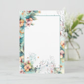 Waterverf muzieknoten en bloemen kaart (Staand voorkant)