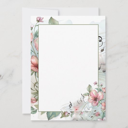 Waterverf muzieknoten en bloemen kaart (Voorkant)