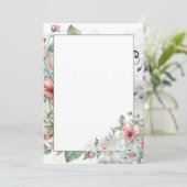 Waterverf muzieknoten en bloemen kaart (Staand voorkant)