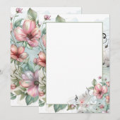 Waterverf muzieknoten en bloemen kaart (Voorkant / Achterkant)