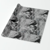 Waterverf Muzieknoten rond het blad Piano Art Cadeaupapier (Uitgerold)