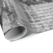 Waterverf Muzieknoten rond het blad Piano Art Cadeaupapier (Rol Hoek)
