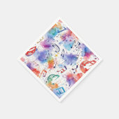 Waterverf muzieknoten servet (Hoek)