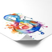 Waterverf muzieknotitie afdrukken poster (Hoek)