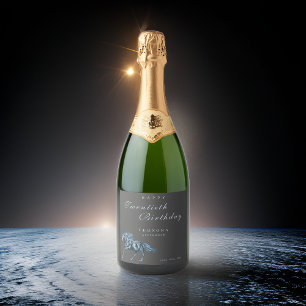 Waterverf Mysterieus Paard ELKE Volwassene Verjaar Sparkling Wijnetiket