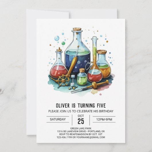 Waterverf Mystery Lab Scientist Verjaardag Kaart (Voorkant)