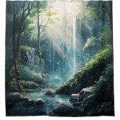 Waterverf Mystic Forest waterval Douchegordijn (Voorkant)