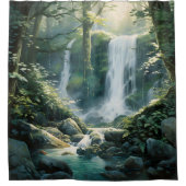 Waterverf Mystic Forest waterval Douchegordijn (Voorkant)