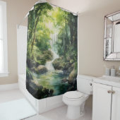 Waterverf Mystic Forest waterval Douchegordijn (In situ)