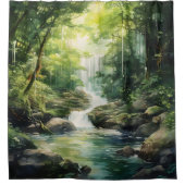 Waterverf Mystic Forest waterval Douchegordijn (Voorkant)