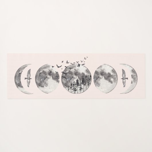 Waterverf Mystical Forest Lunar Moon Phases Name Yogamat (Achterkant (horizontaal))