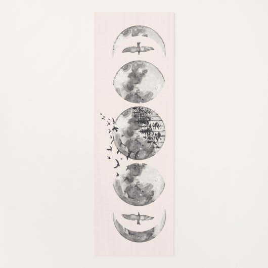 Waterverf Mystical Forest Lunar Moon Phases Name Yogamat (Voorkant)