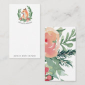 Waterverf mystical fox Baby shower Adviseur Informatiekaartje (Voorkant / Achterkant)