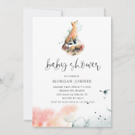waterverf mystical fox Baby shower Invitation