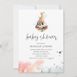 waterverf mystical fox Baby shower Invitation