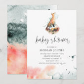 waterverf mystical fox Baby shower Invitation (Voorkant / Achterkant)