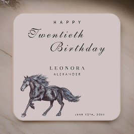 Waterverf Mystiek Paard ELKE verjaardagsfeestje Kartonnen Onderzetters