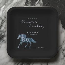 Waterverf Mystiek Paard ELKE verjaardagsfeestje Papieren Bordje