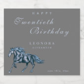 Waterverf Mystiek Paard ELKE Volwassen Verjaardags Sparkling Wijnetiket (Enkel label)