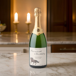 Waterverf Mystiek Paard ELKE Volwassen Verjaardags Sparkling Wijnetiket