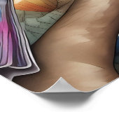 Waterverf Mystieke Vogel op Tak 4:5 Poster (Hoek)