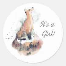 waterverf mystieke vos Het is een meisje Sticker