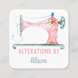 Waterverf naadbelasting naaimachine vierkante visitekaartje