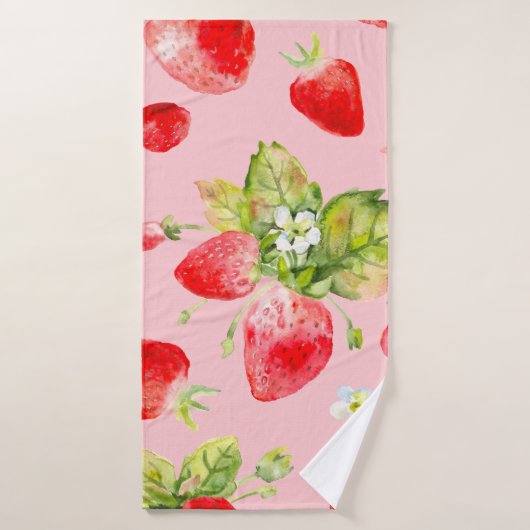 waterverf naadloos aardbeipatroon badhanddoek (Badhanddoek)