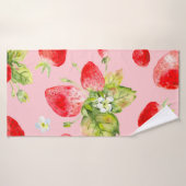 waterverf naadloos aardbeipatroon badhanddoek (Badhanddoek)